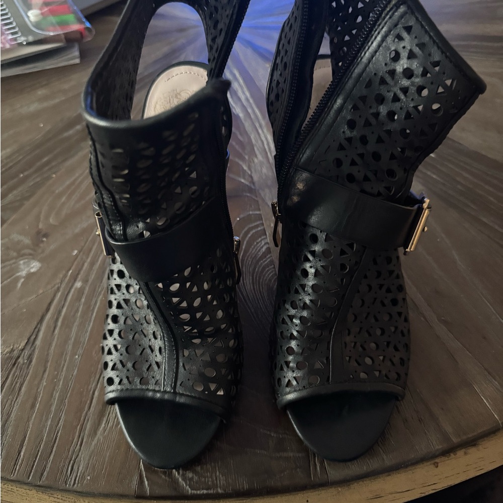 Vince Camuto Black Cutout Booties
